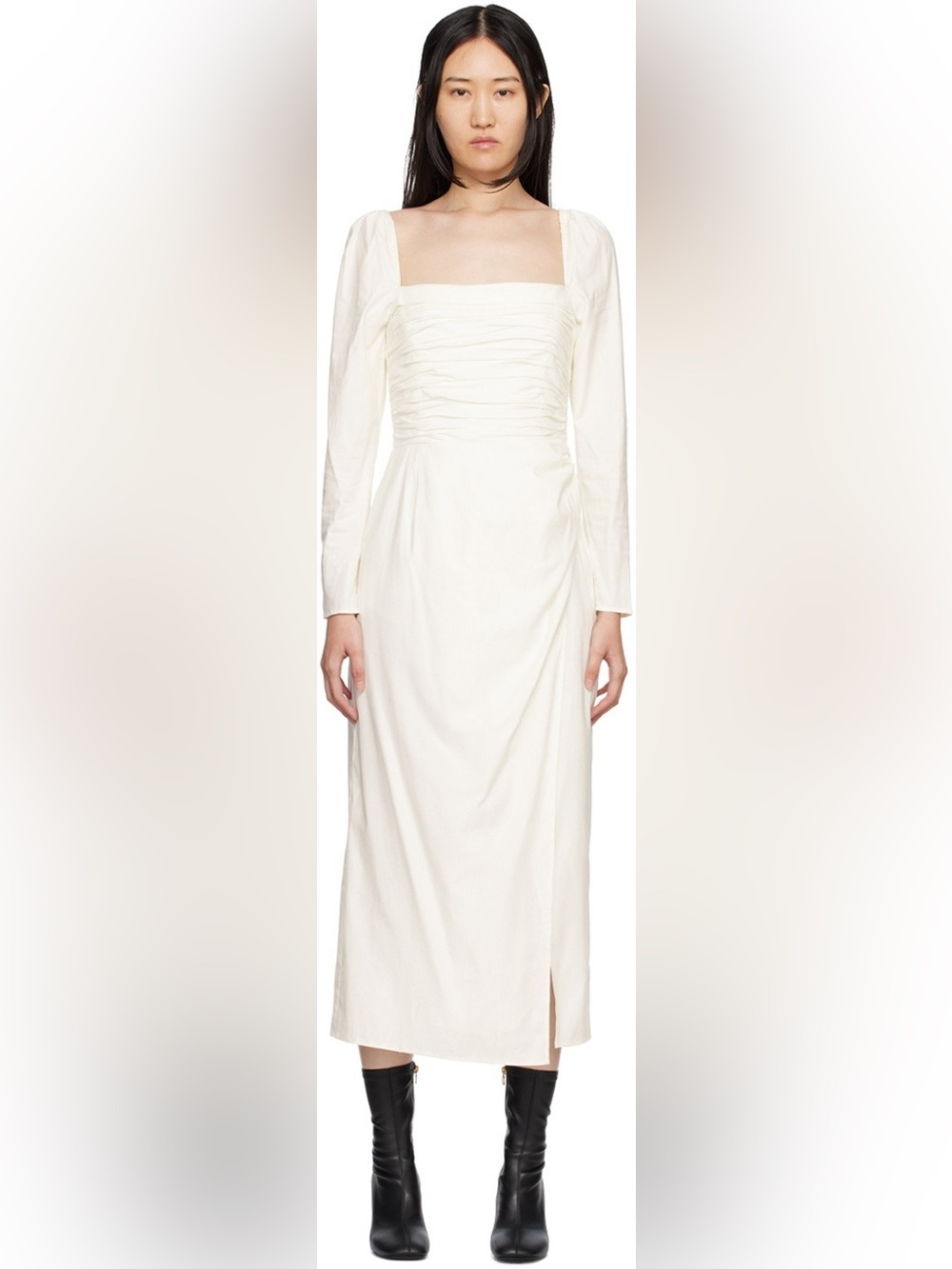 Reformation White Isaac Midi Dress